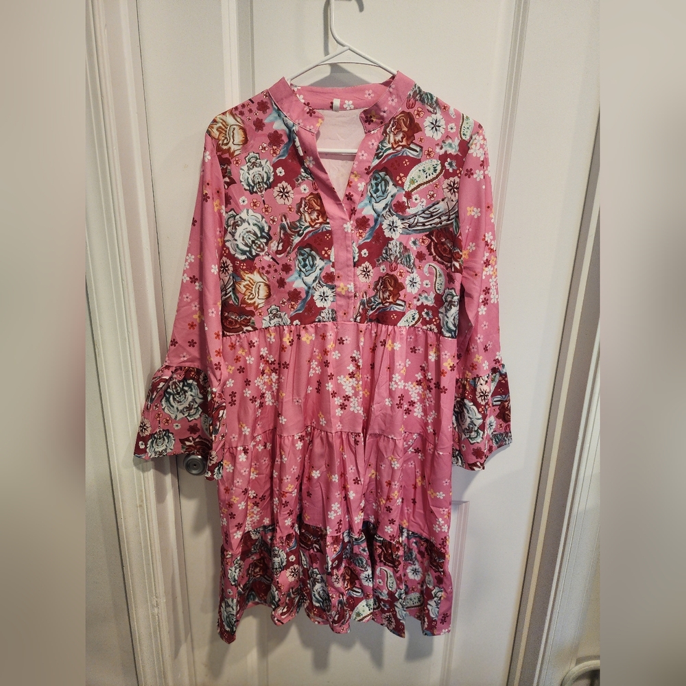 Floral Pink Midi Dress
